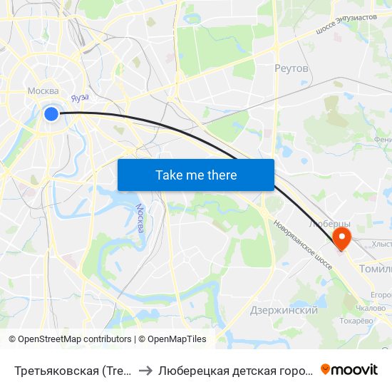 Третьяковская (Tretyakovskaya) to Люберецкая детская городская больница map