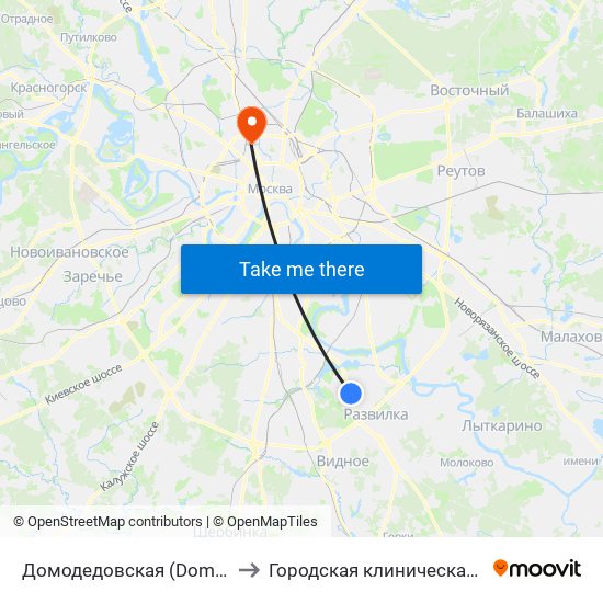 Домодедовская (Domodedovskaya) to Городская клиническая больница 13 map