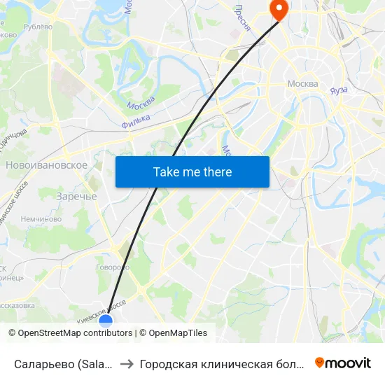Саларьево (Salaryevo) to Городская клиническая больница 13 map