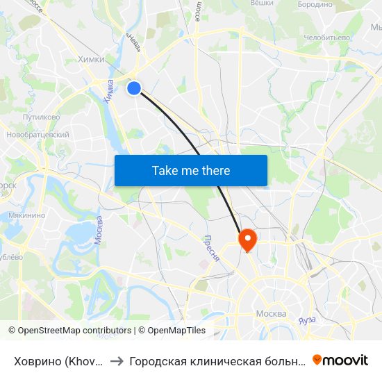 Ховрино (Khovrino) to Городская клиническая больница 13 map