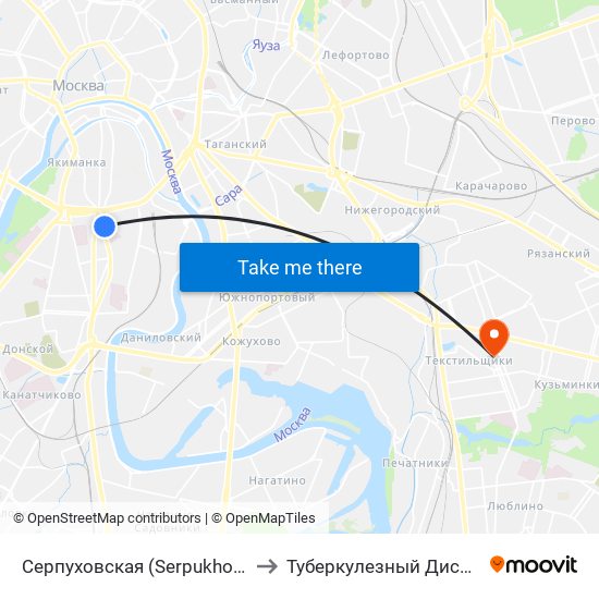 Серпуховская (Serpukhovskaya) to Туберкулезный Диспансер map