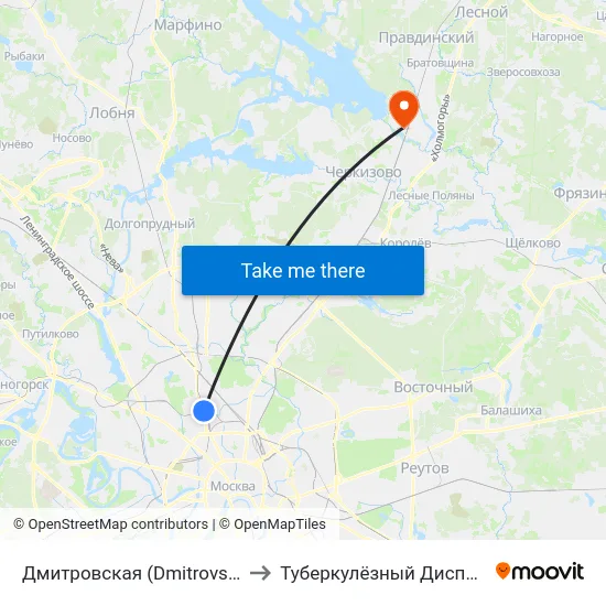 Дмитровская (Dmitrovskaya) to Туберкулёзный Диспансер map