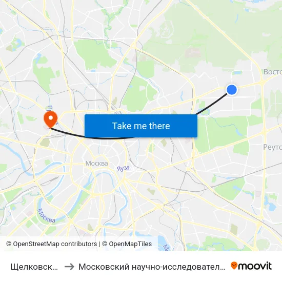 Щелковская (Schelkovskaya) to Московский научно-исследовательский онкологический институт им. П. А. Герцена map