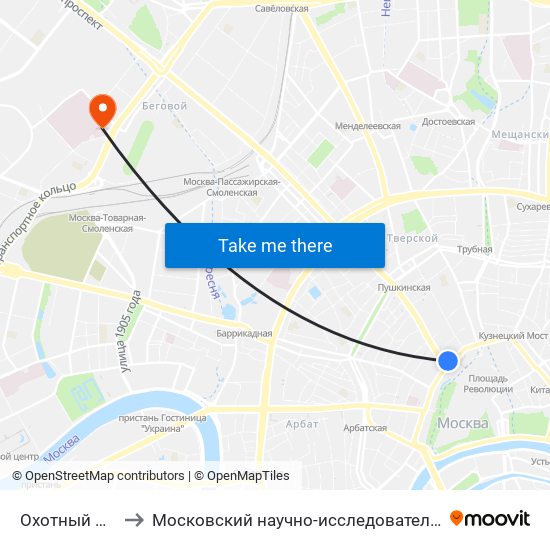 Охотный Ряд (Okhotny Ryad) to Московский научно-исследовательский онкологический институт им. П. А. Герцена map