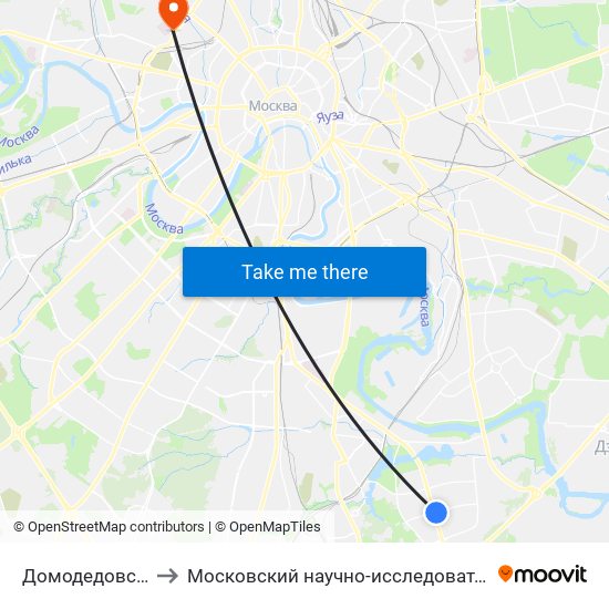 Домодедовская (Domodedovskaya) to Московский научно-исследовательский онкологический институт им. П. А. Герцена map