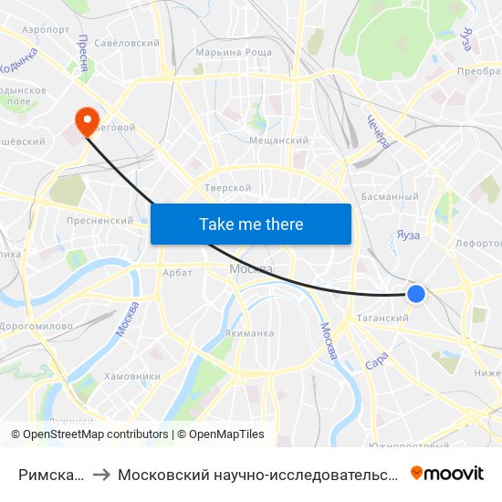 Римская (Rimskaya) to Московский научно-исследовательский онкологический институт им. П. А. Герцена map