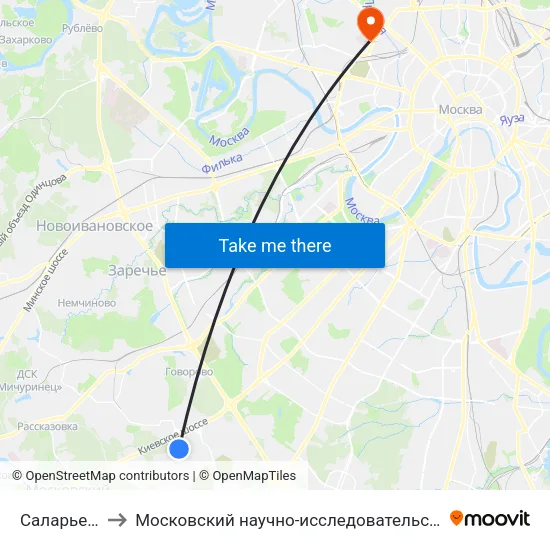 Саларьево (Salaryevo) to Московский научно-исследовательский онкологический институт им. П. А. Герцена map