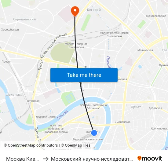 Москва Киевская (Kievsky Station) to Московский научно-исследовательский онкологический институт им. П. А. Герцена map