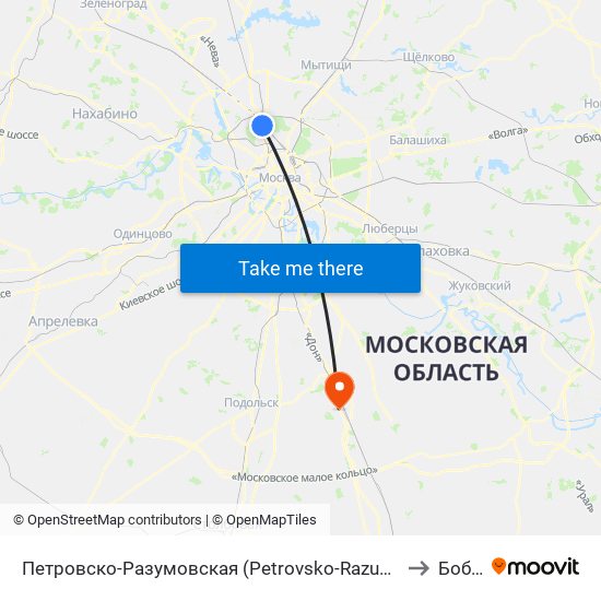 Петровско-Разумовская (Petrovsko-Razumovskaya) to Бобер map