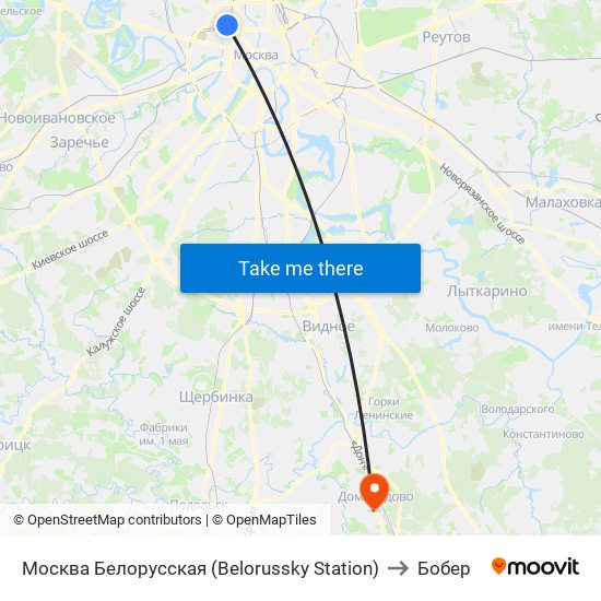 Москва Белорусская (Belorussky Station) to Бобер map