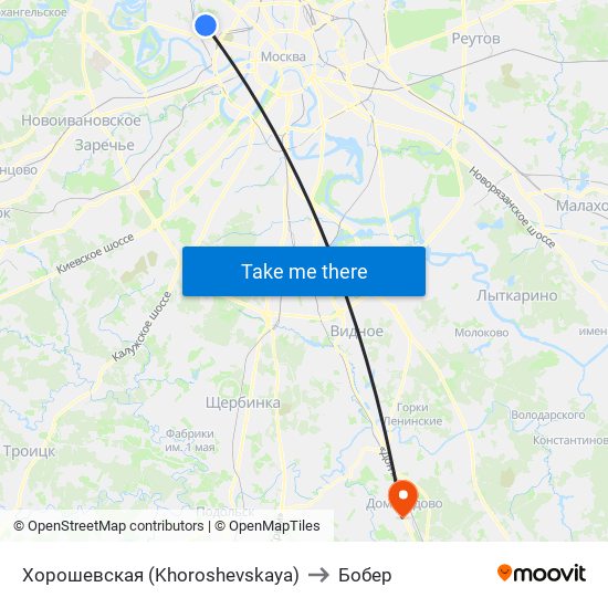 Хорошевская (Khoroshevskaya) to Бобер map