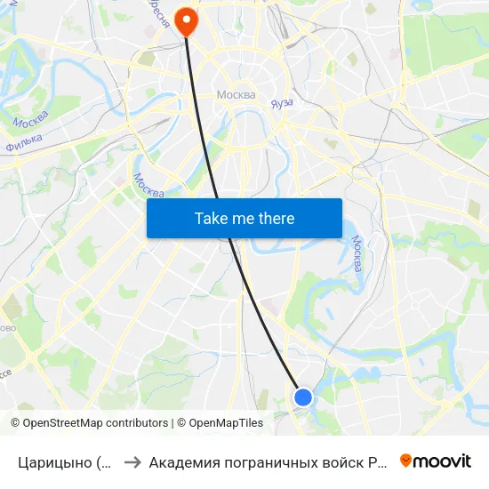 Царицыно (Tsaritsyno) to Академия пограничных войск Российской Федерации map