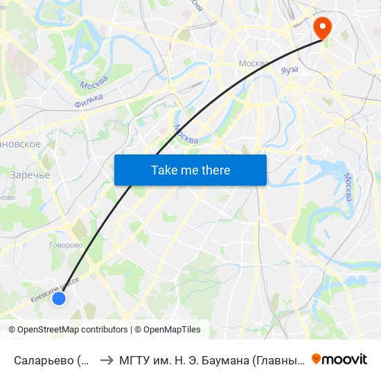 Саларьево (Salaryevo) to МГТУ им. Н. Э. Баумана (Главный учебный корпус) map