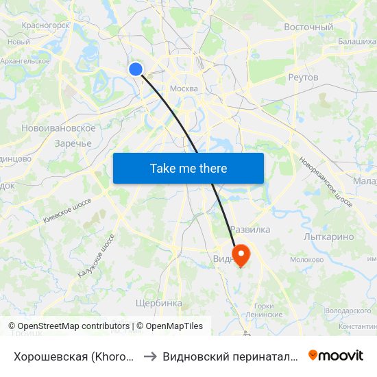 Хорошевская (Khoroshevskaya) to Видновский перинатальный центр map