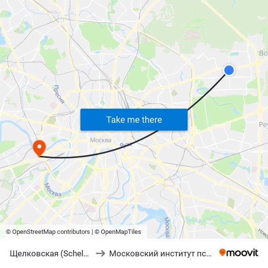 Щелковская (Schelkovskaya) to Московский институт психоанализа map