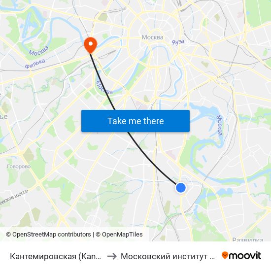 Кантемировская (Kantemirovskaya) to Московский институт психоанализа map