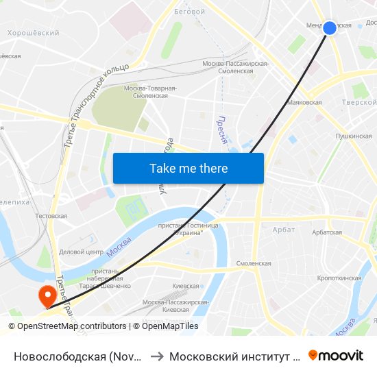 Новослободская (Novoslobodskaya) to Московский институт психоанализа map