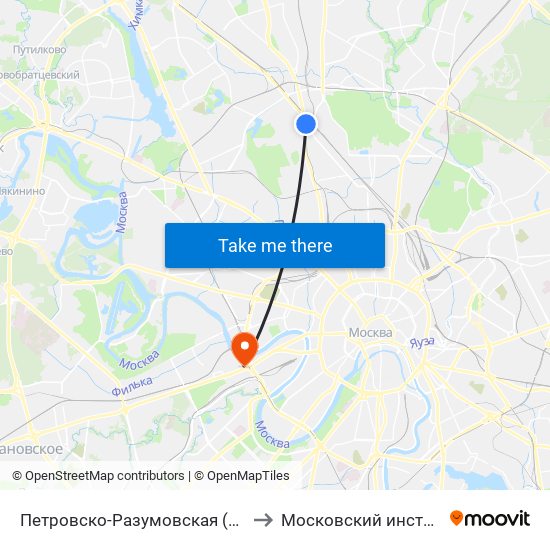 Петровско-Разумовская (Petrovsko-Razumovskaya) to Московский институт психоанализа map