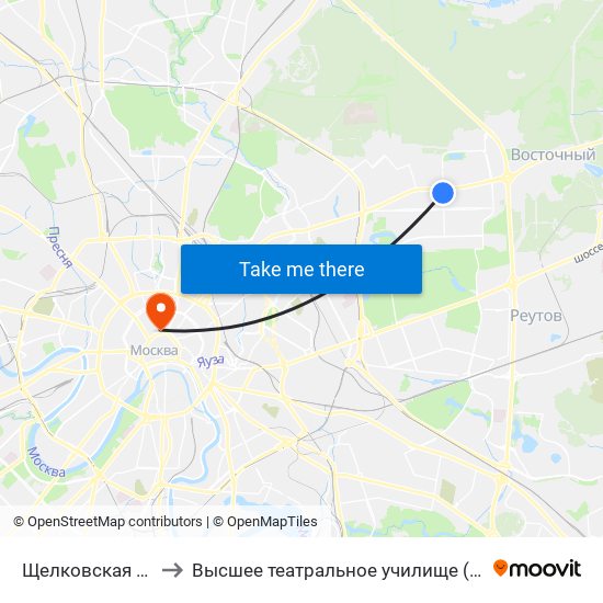 Щелковская (Schelkovskaya) to Высшее театральное училище (институт) имени М. С. Щепкина map