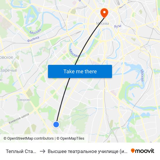 Теплый Стан (Teply Stan) to Высшее театральное училище (институт) имени М. С. Щепкина map