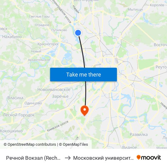 Речной Вокзал (Rechnoy Vokzal) to Московский университет МВД РФ map