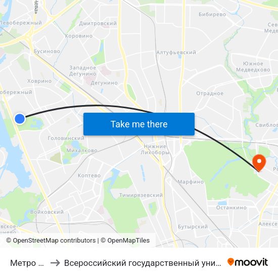 Метро Речной вокзал to Всероссийский государственный университет кинематографии имени С. А. Герасимова (ВГИК) map