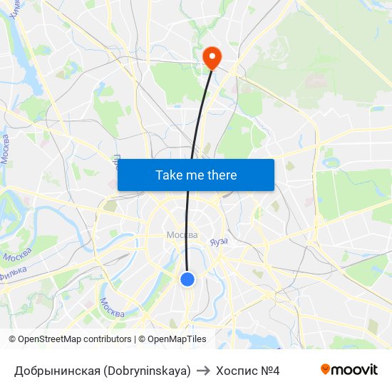 Добрынинская (Dobryninskaya) to Хоспис №4 map