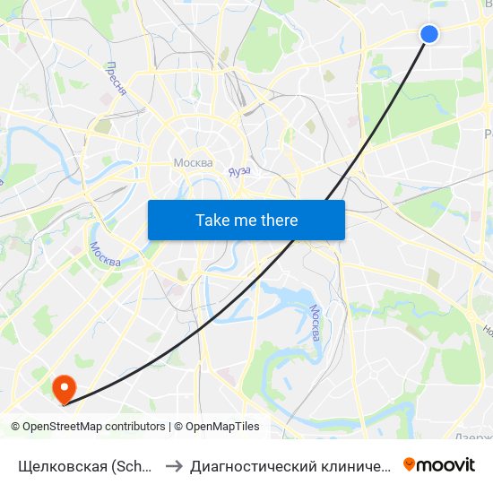 Щелковская (Schelkovskaya) to Диагностический клинический центр №1 map