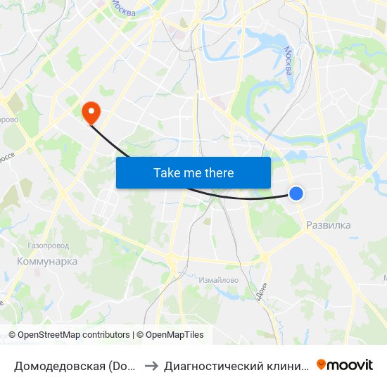 Домодедовская (Domodedovskaya) to Диагностический клинический центр №1 map