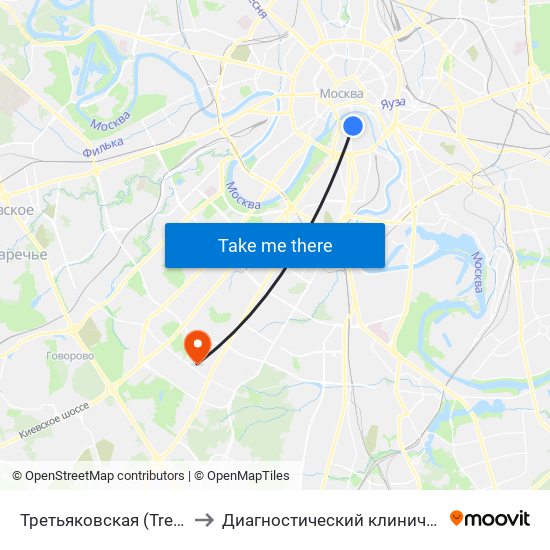Третьяковская (Tretyakovskaya) to Диагностический клинический центр №1 map