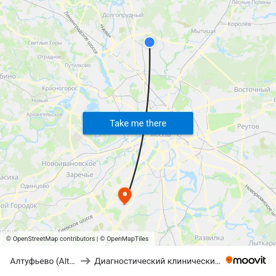 Алтуфьево (Altufyevo) to Диагностический клинический центр №1 map