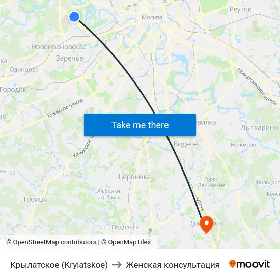 Крылатское (Krylatskoe) to Женская консультация map