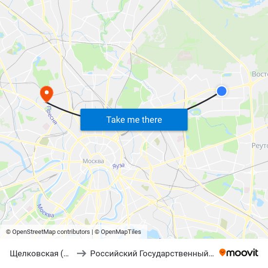 Щелковская (Schelkovskaya) to Российский Государственный Университет Правосудия map