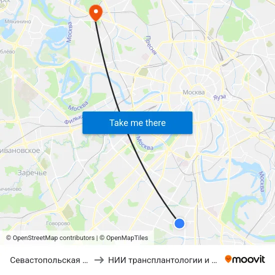 Севастопольская (Sevastopolskaya) to НИИ трансплантологии и искусственных органов map