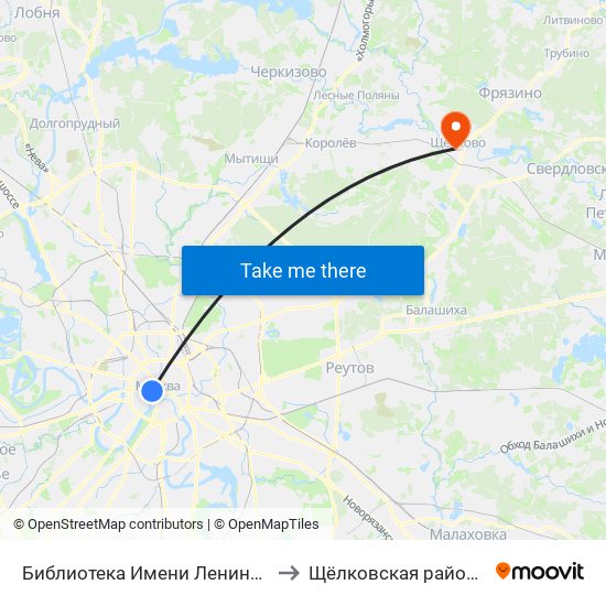 Библиотека Имени Ленина (Biblioteka Imeni Lenina) to Щёлковская районная больница №2 map