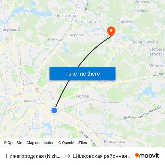 Нижегородская (Nizhegorodskaya) to Щёлковская районная больница №2 map