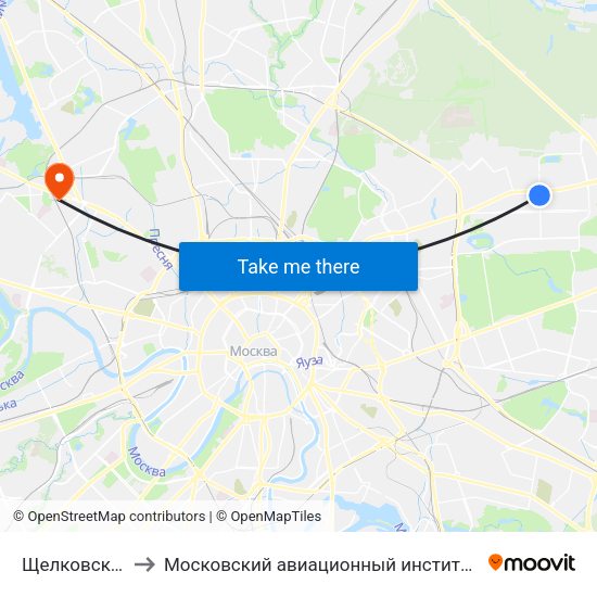Щелковская (Schelkovskaya) to Московский авиационный институт (национальный исследовательский университет) map