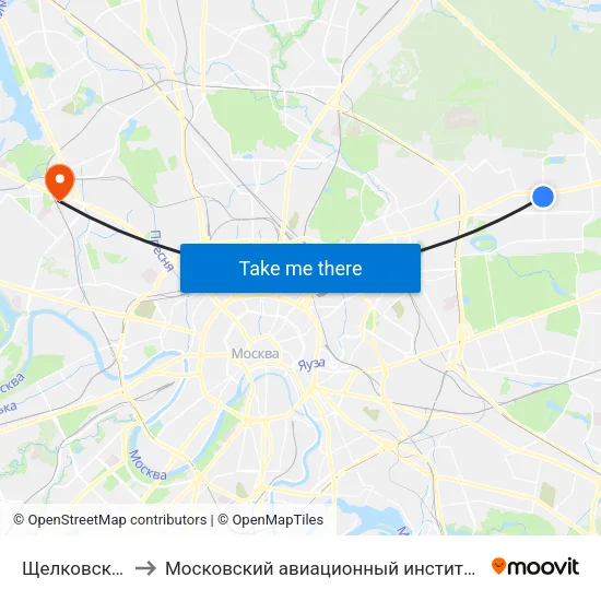 Щелковская (Schelkovskaya) to Московский авиационный институт (национальный исследовательский университет) map