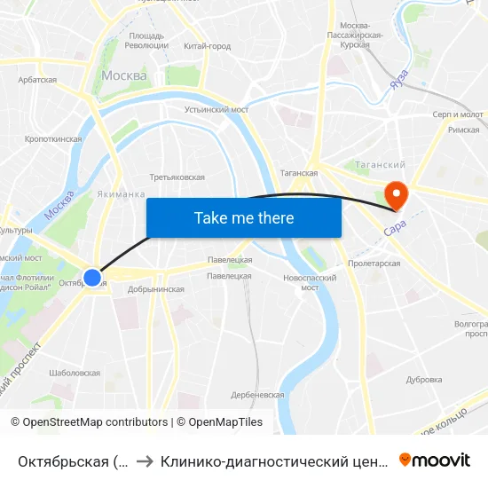 Октябрьская (Oktyabrskaya) to Клинико-диагностический центр ФКЦ ВМТ ФМБА России map