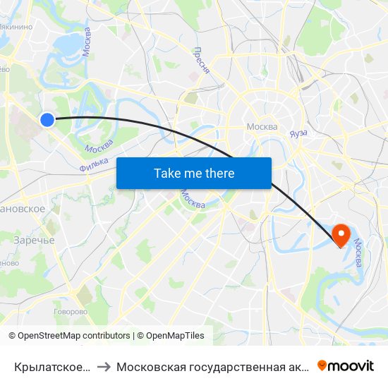 Крылатское (Krylatskoe) to Московская государственная академия водного транспорта map