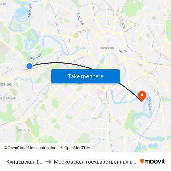 Кунцевская (Kuntsevskaya) to Московская государственная академия водного транспорта map