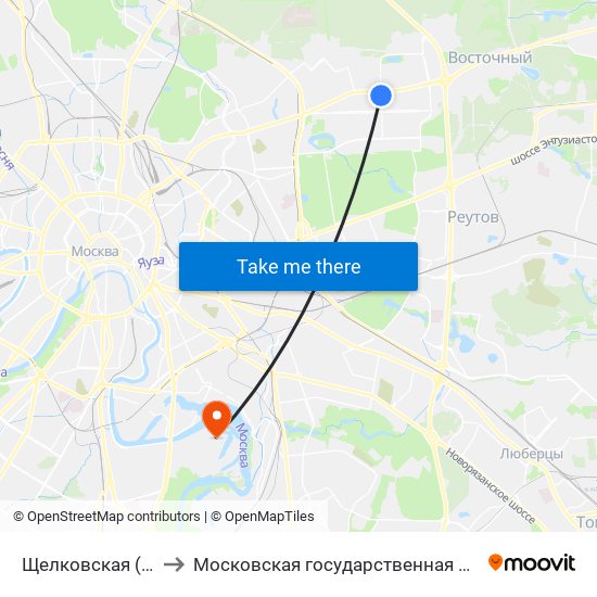 Щелковская (Schelkovskaya) to Московская государственная академия водного транспорта map