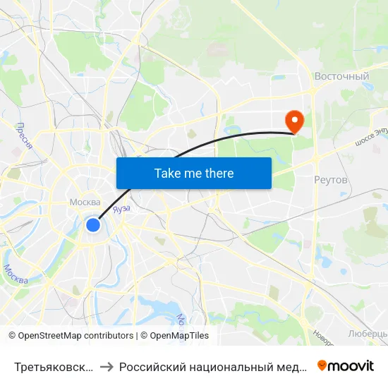 Третьяковская (Tretyakovskaya) to Российский национальный медико-хирургический центр им. Н.И. Пирогова map