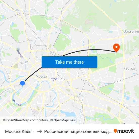 Москва Киевская (Kievsky Station) to Российский национальный медико-хирургический центр им. Н.И. Пирогова map
