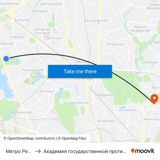 Метро Речной вокзал to Академия государственной противопожарной службы МЧС России map