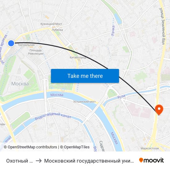 Охотный Ряд (Okhotny Ryad) to Московский государственный университет технологий и управления имени К. Г. Разумовского map