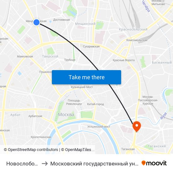 Новослободская (Novoslobodskaya) to Московский государственный университет технологий и управления имени К. Г. Разумовского map