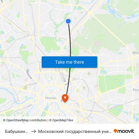 Бабушкинская (Babushkinskaya) to Московский государственный университет технологий и управления имени К. Г. Разумовского map