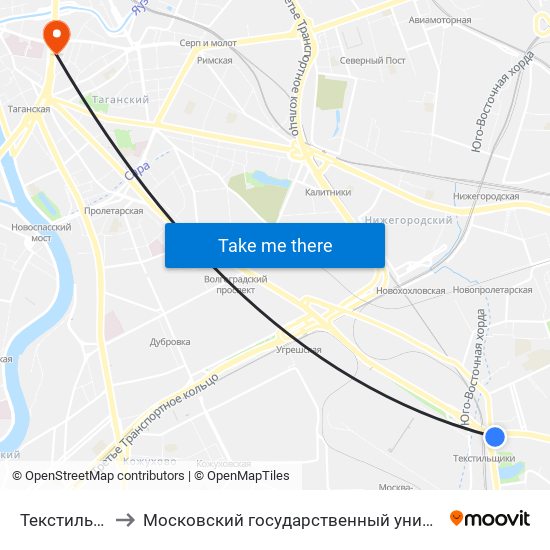 Текстильщики (Tekstilschiki) to Московский государственный университет технологий и управления имени К. Г. Разумовского map