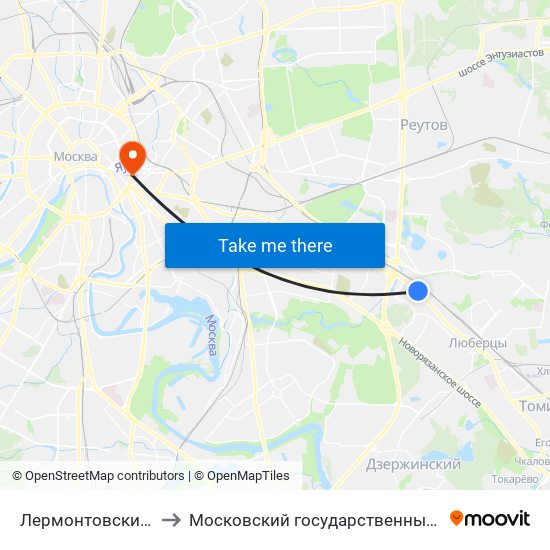 Лермонтовский Проспект (Lermontovsky Prospekt) to Московский государственный университет технологий и управления имени К. Г. Разумовского map